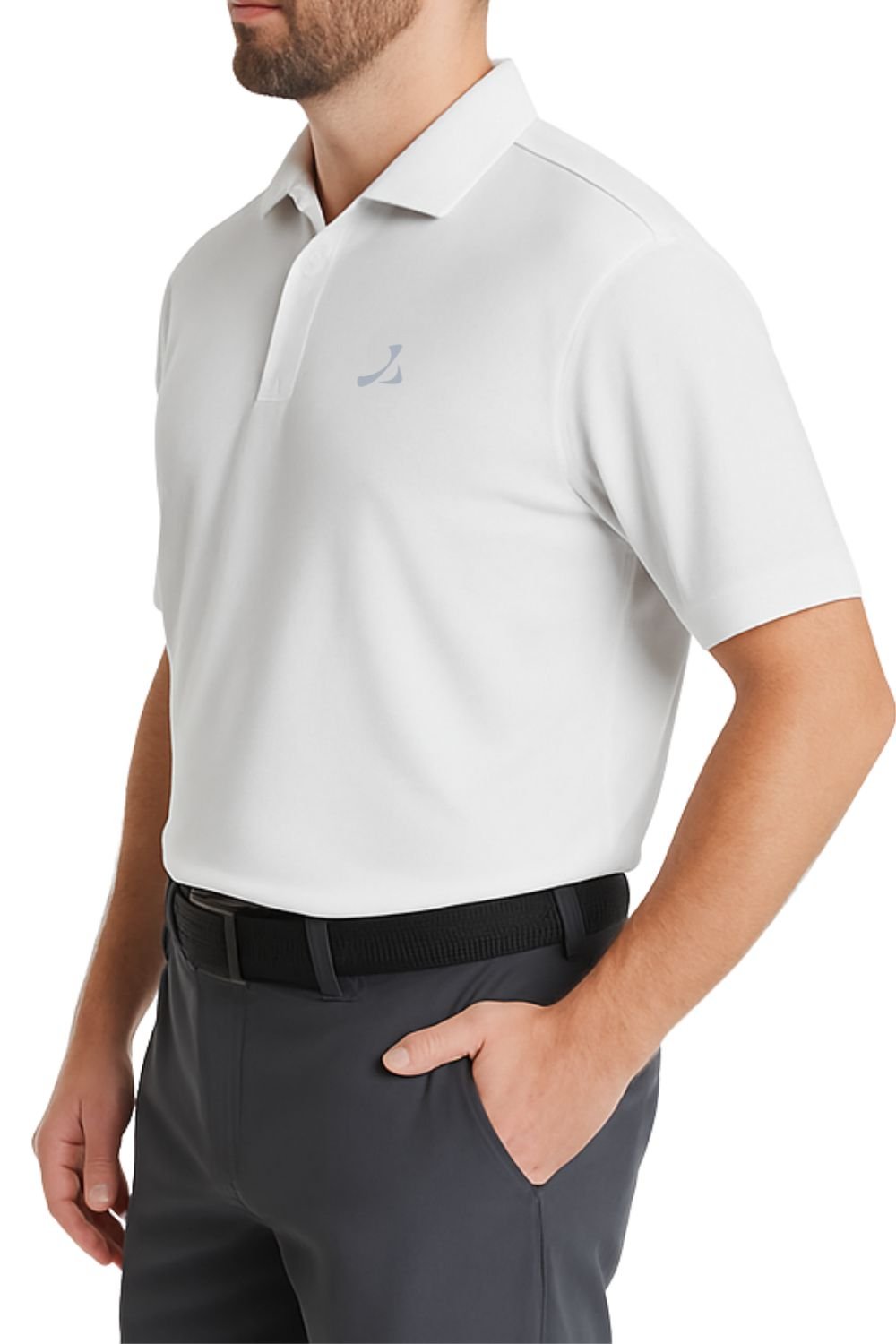 Under Par Under Par Men's UV Protection Stretch Waffle Knit Golf Polo Shirt in White - 2