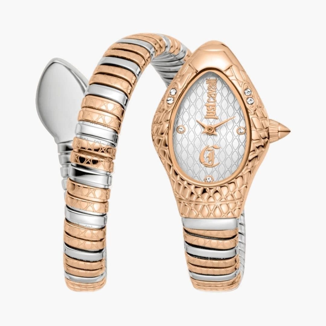 Just Cavalli Just Cavalli Women's Snake Two Tone Silver & Rose Gold Color Silver dial Two Toned Watch