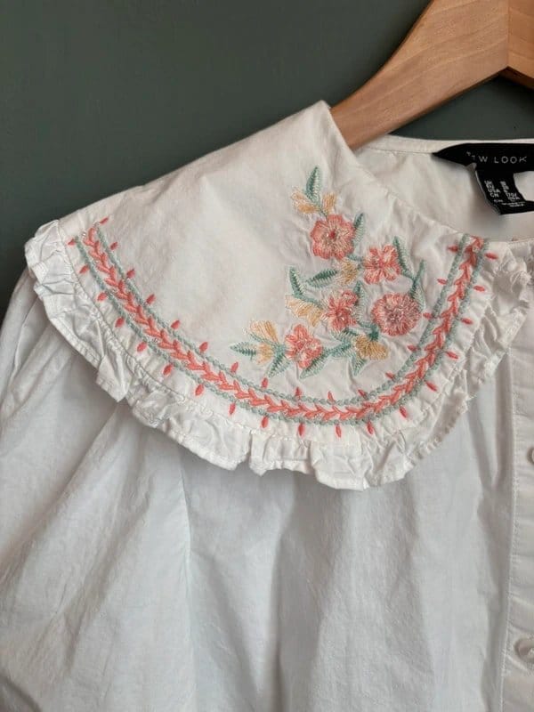 New Look New Look Pretty Blouse size 10 Embroidery on collar - 1