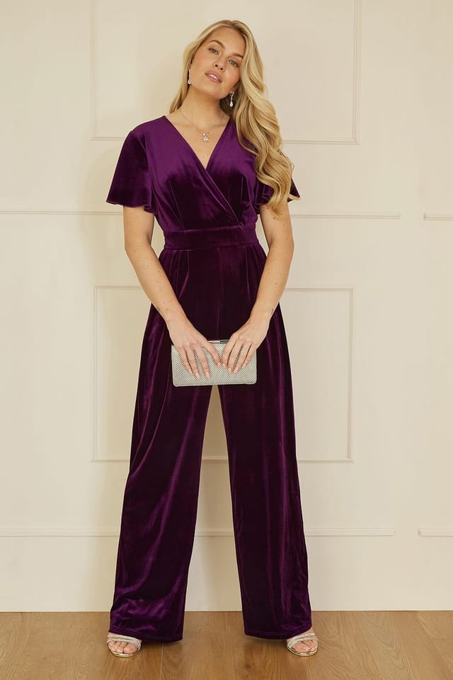 Yumi Yumi Women's Purple Jumpsuit With Angel Sleeves - 3