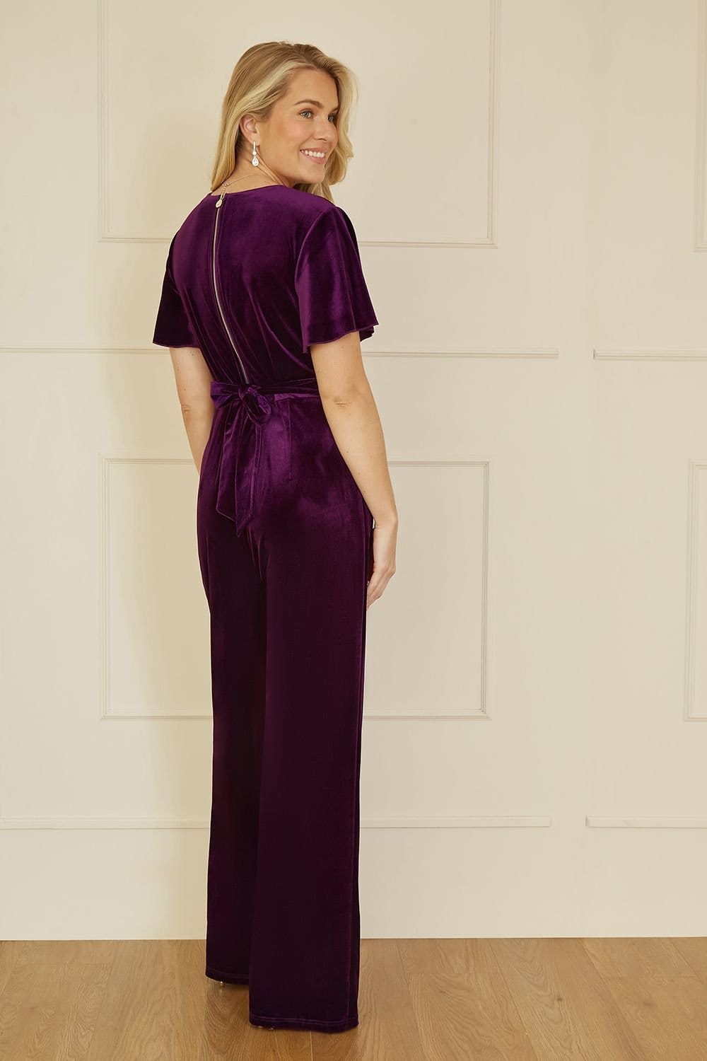 Yumi Yumi Women's Purple Jumpsuit With Angel Sleeves - 4