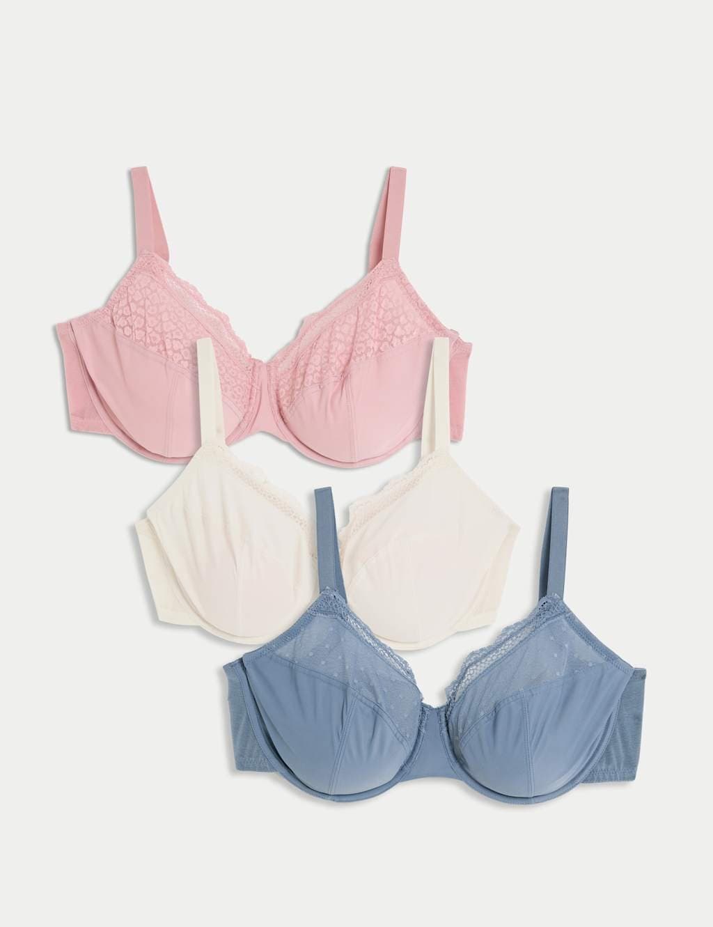 Marks & Spencer M&S Grey Blue Full Cup Bras 3-Pack