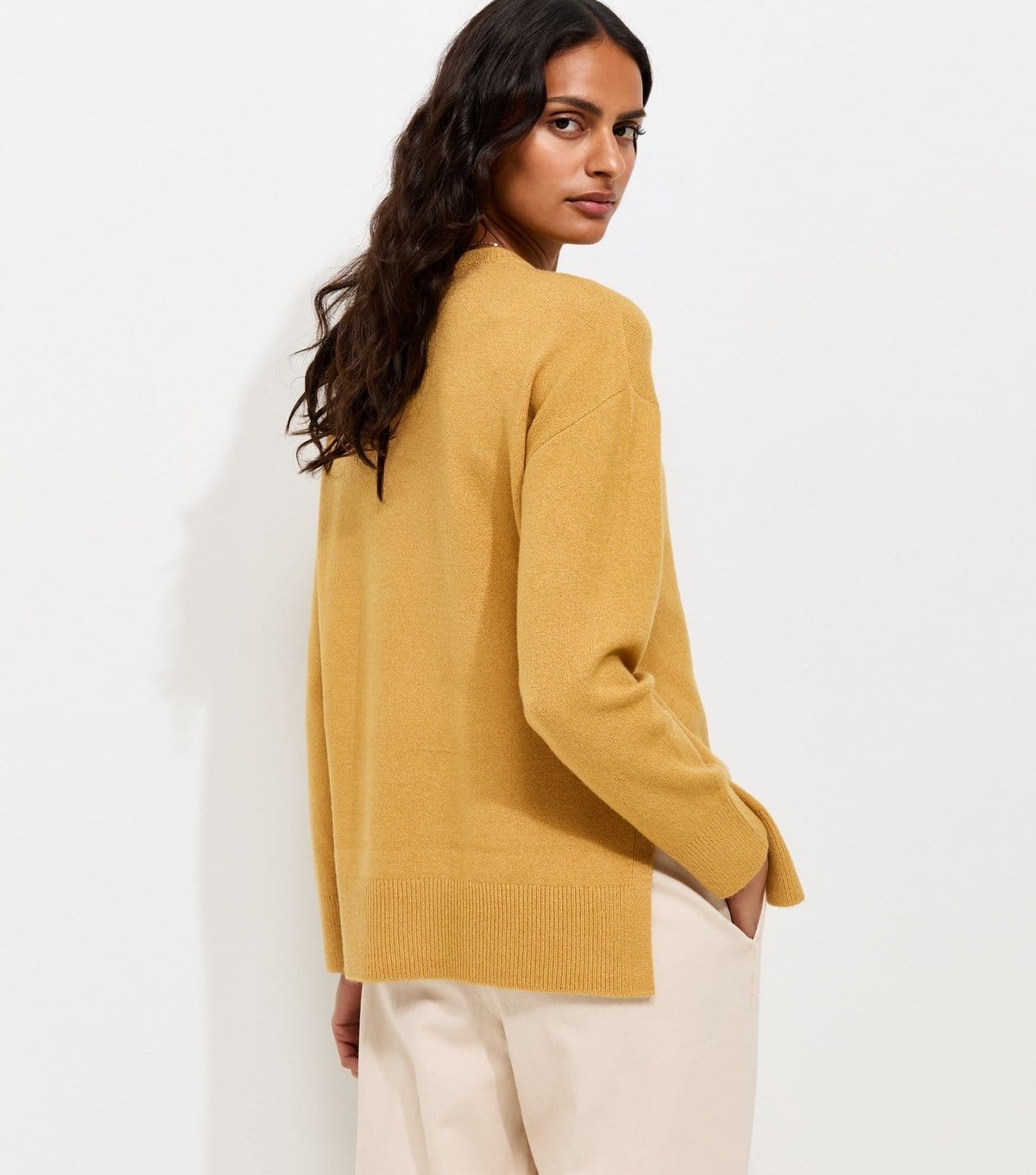 New Look Women's Dark Yellow Side Split Knitted Jumper New Look - 4