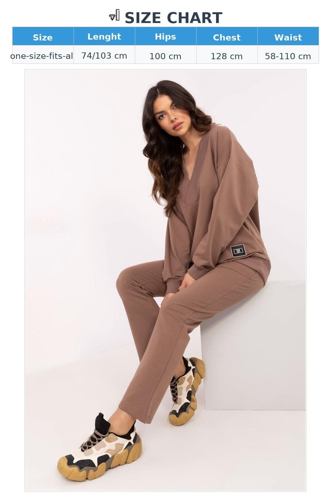 Love Lace Love Lace Women's Minimalist Wrap Neck Blouse Pants Set in Brown - 4