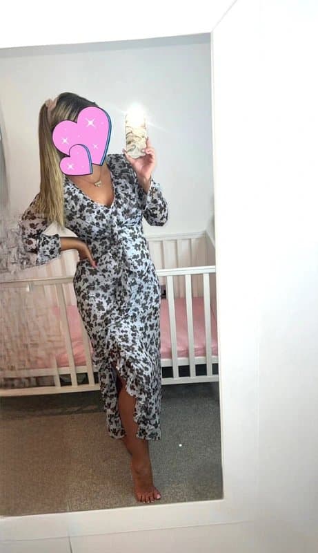 New Look Blue floral print chiffon midi dress