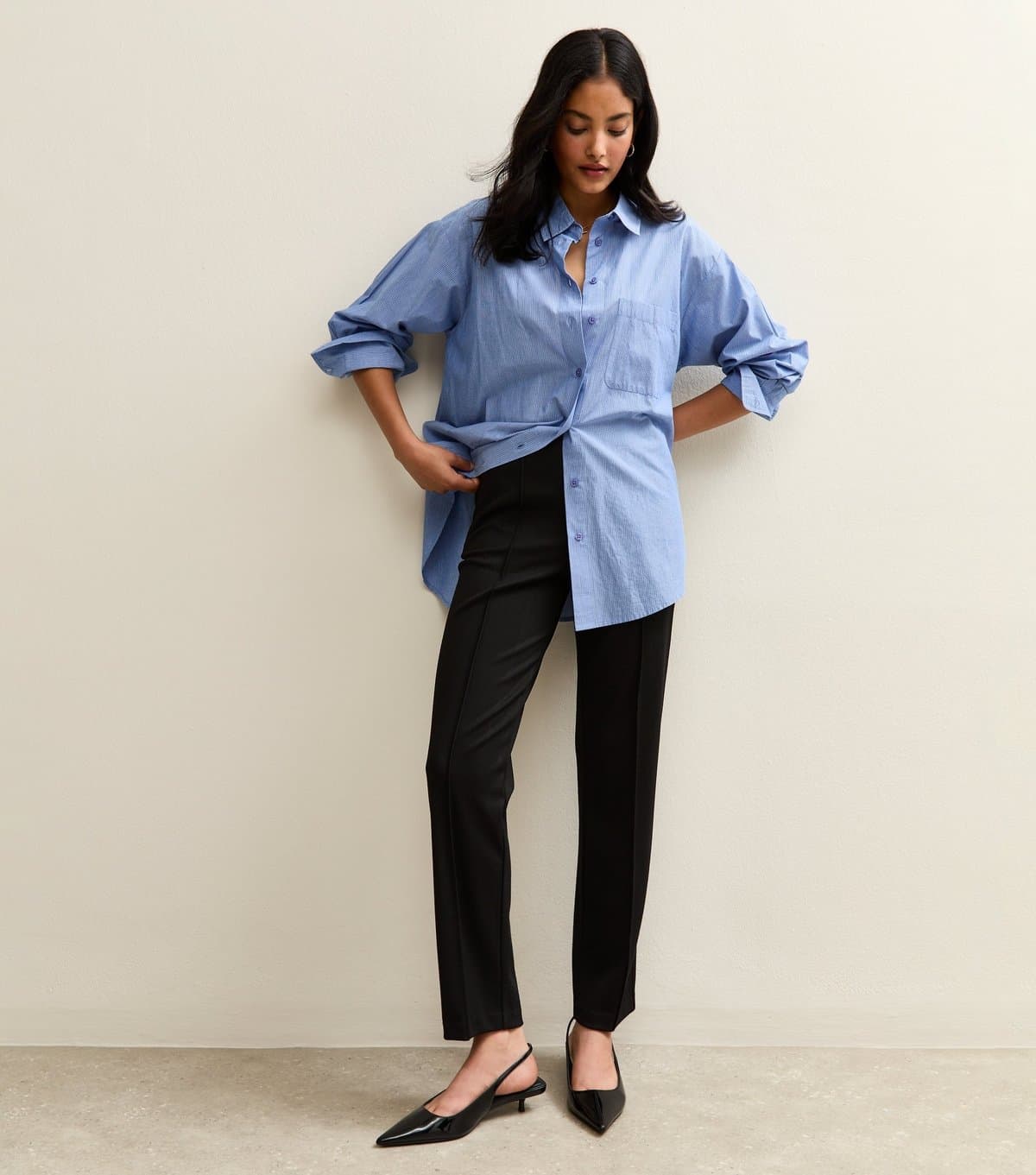New Look New Look Black Twill High Waist Straight Leg Trousers