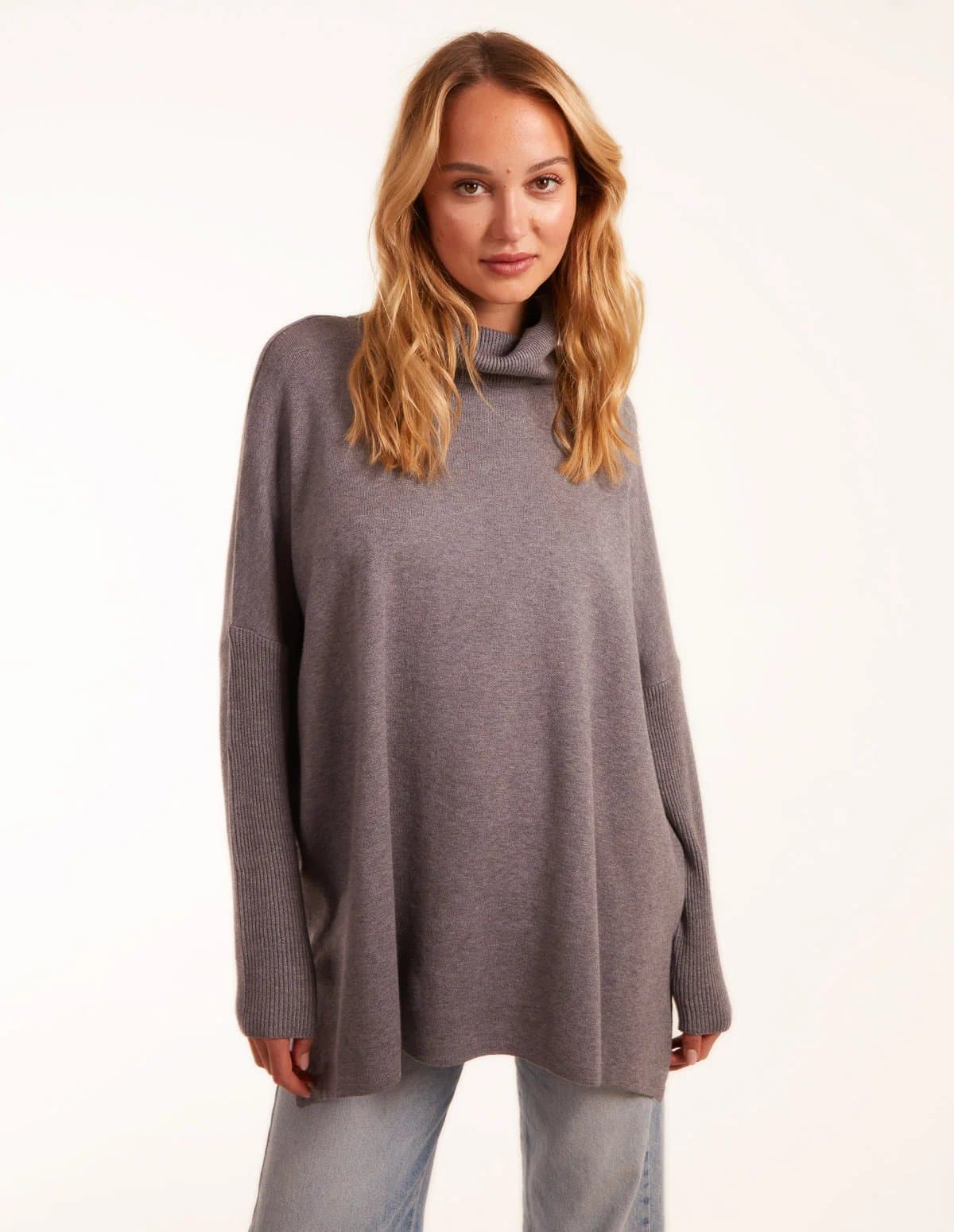 Blue Vanilla High Neck Boxy Jumper