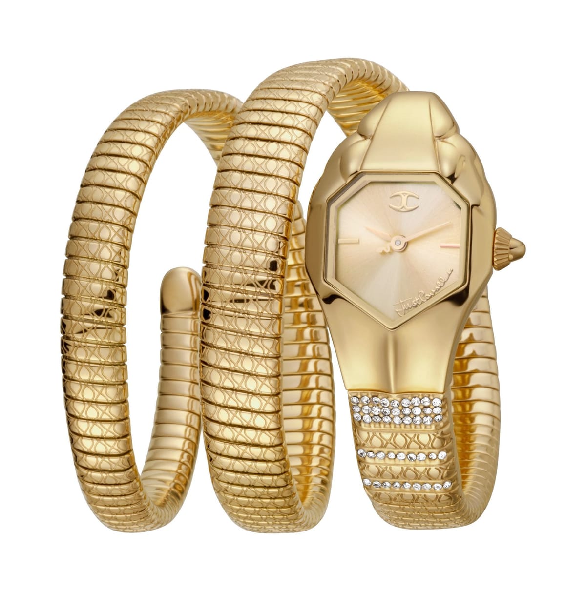 Just Cavalli Just Cavalli Women's Just Glam EVO 1 champagne Dial Yellow Gold Bracelet Snake Diamond Fashion Watch - 1