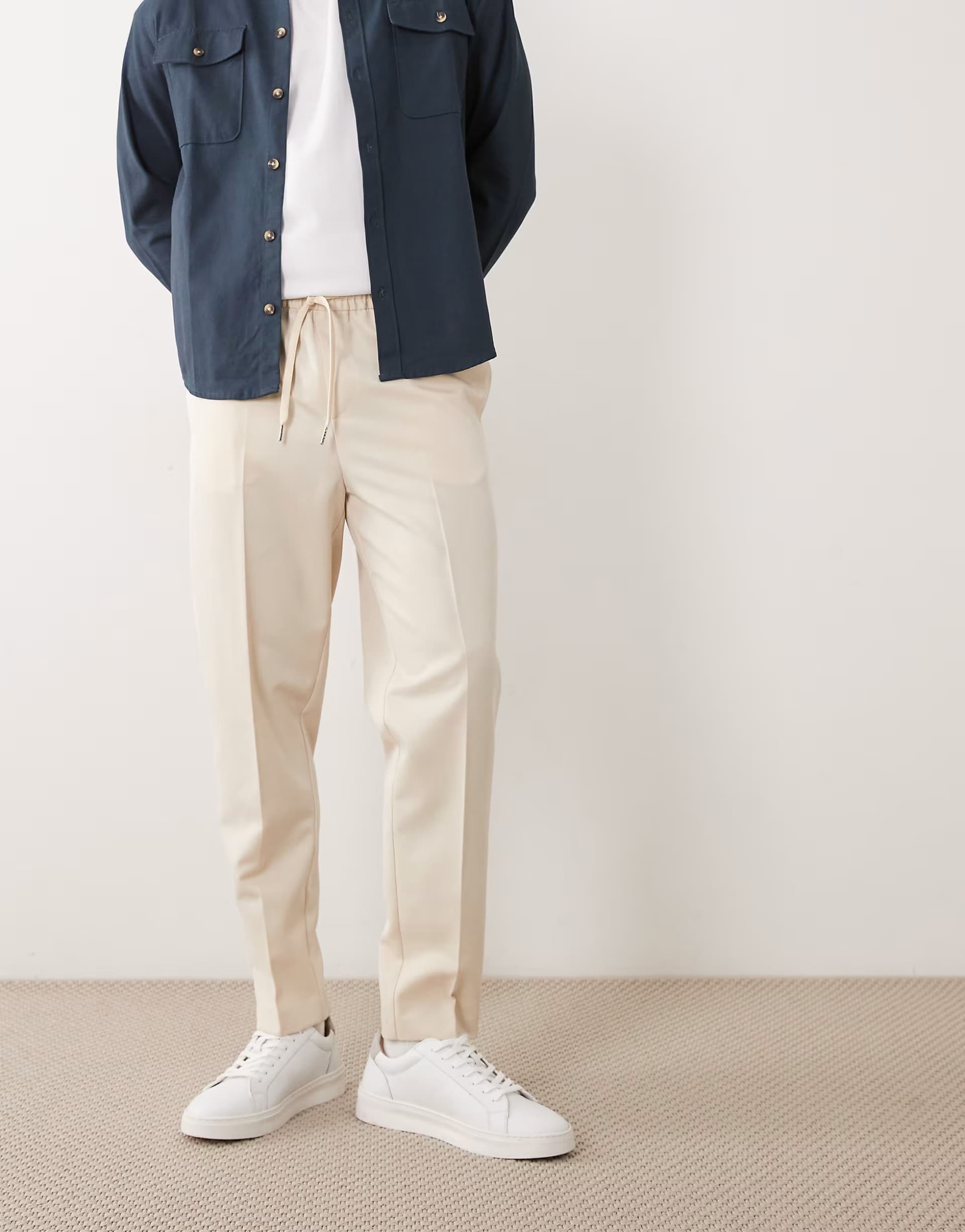 ASOS ASOS Ecru Tapered Trousers for Men