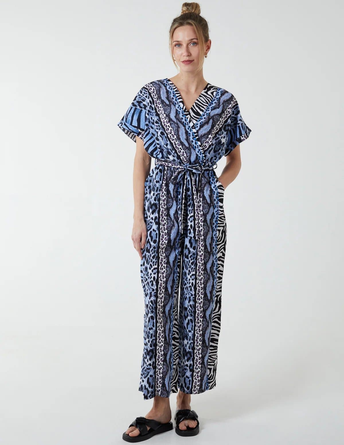 Blue Vanilla Multi Stripe Animal Jumpsuit