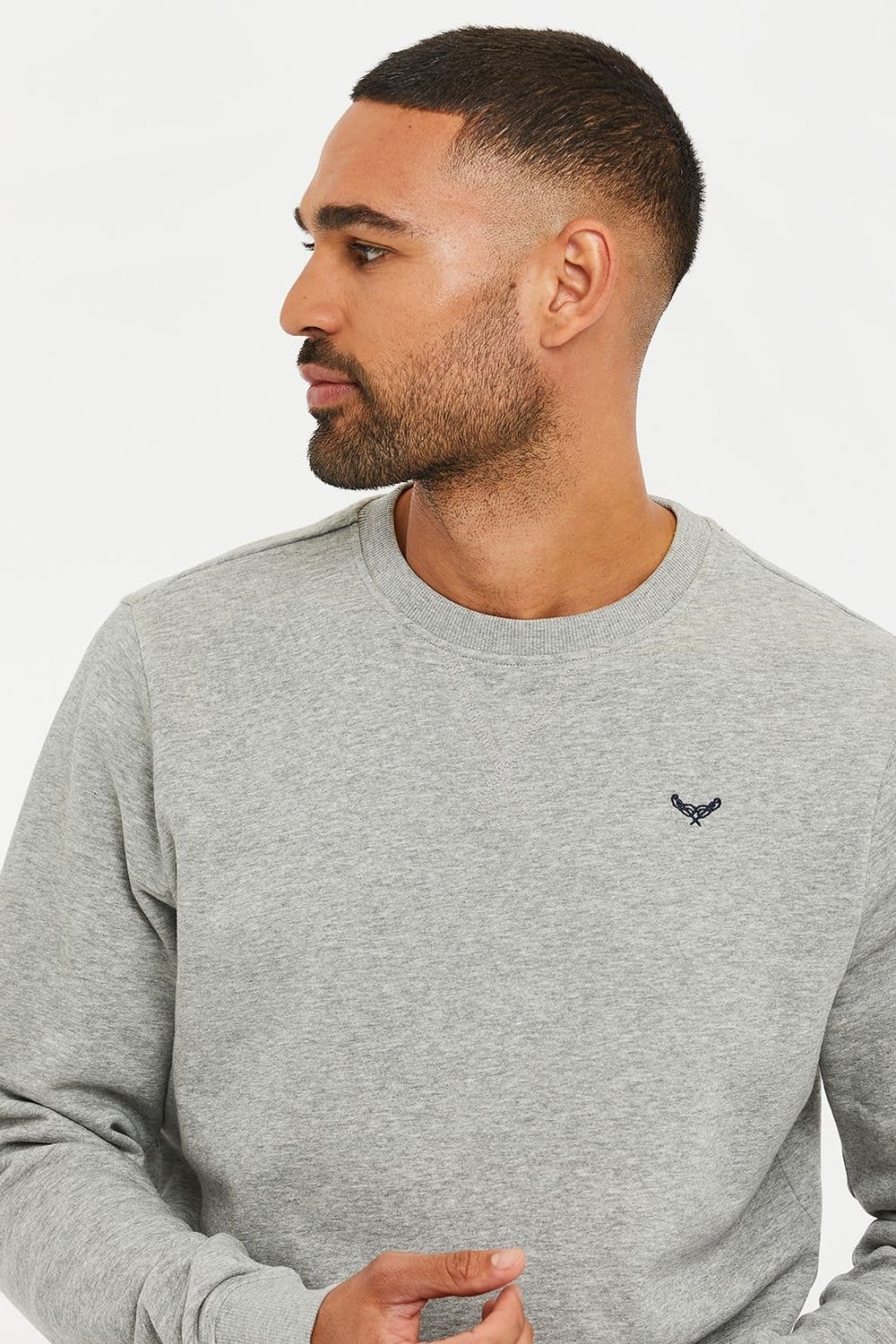 Threadbare Threadbare Men's Cotton Blend Crew Neck Sweatshirt in Light Grey - 4