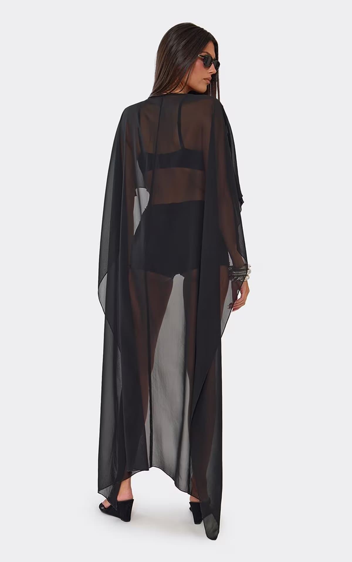 EGO EGO Black Mesh Cape Top For Women