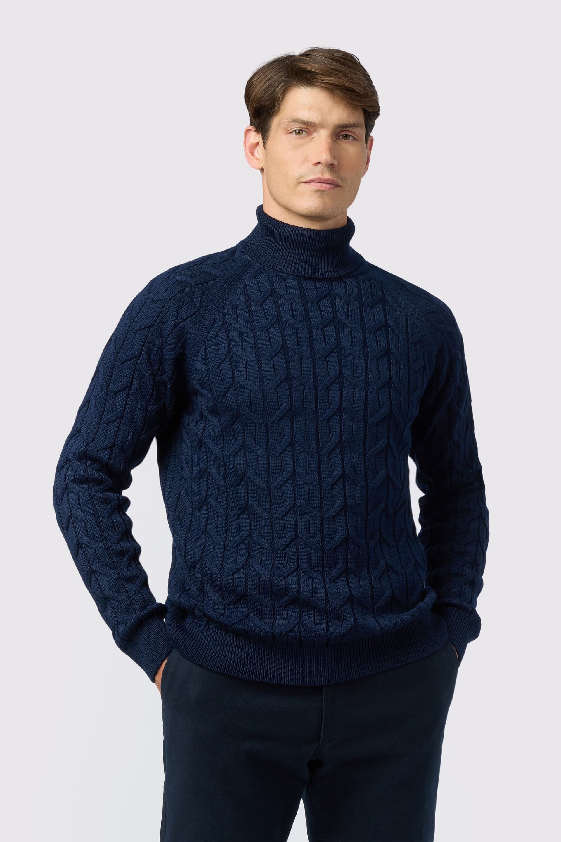 Melka Melka Men's Cable Knit Jumper in Navy