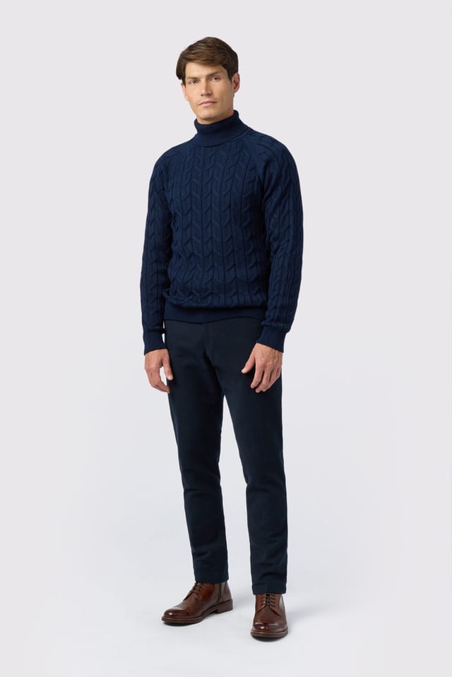 Melka Melka Men's Cable Knit Jumper in Navy - 2