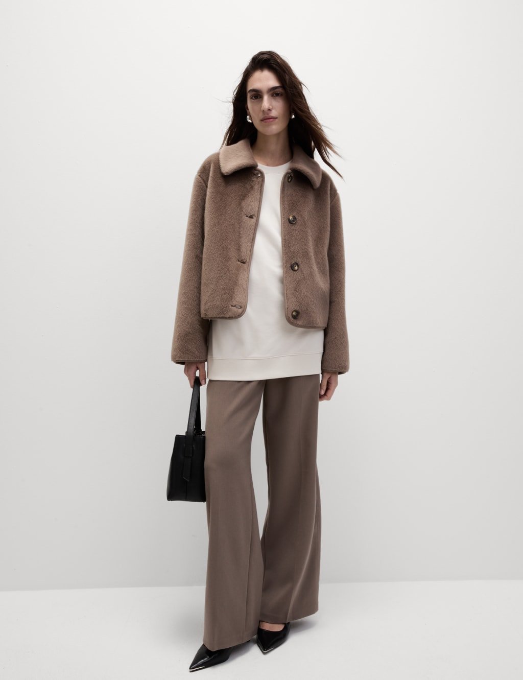 Marks & Spencer M&S Cotton Rich Oversized Longline Sweatshirt Light Natural - 2