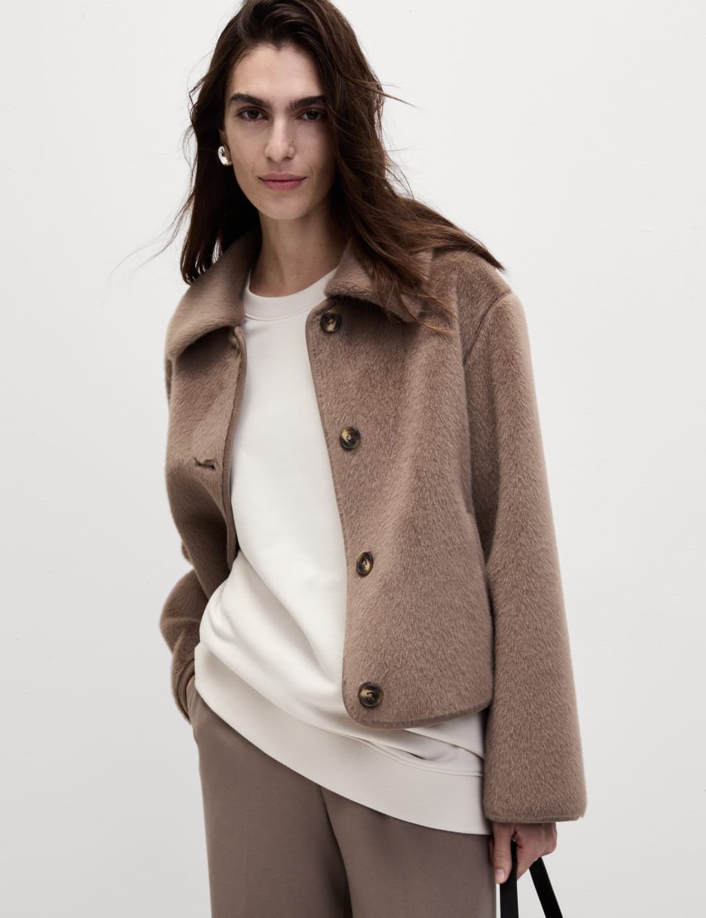 Marks & Spencer M&S Cotton Rich Oversized Longline Sweatshirt Light Natural - 4