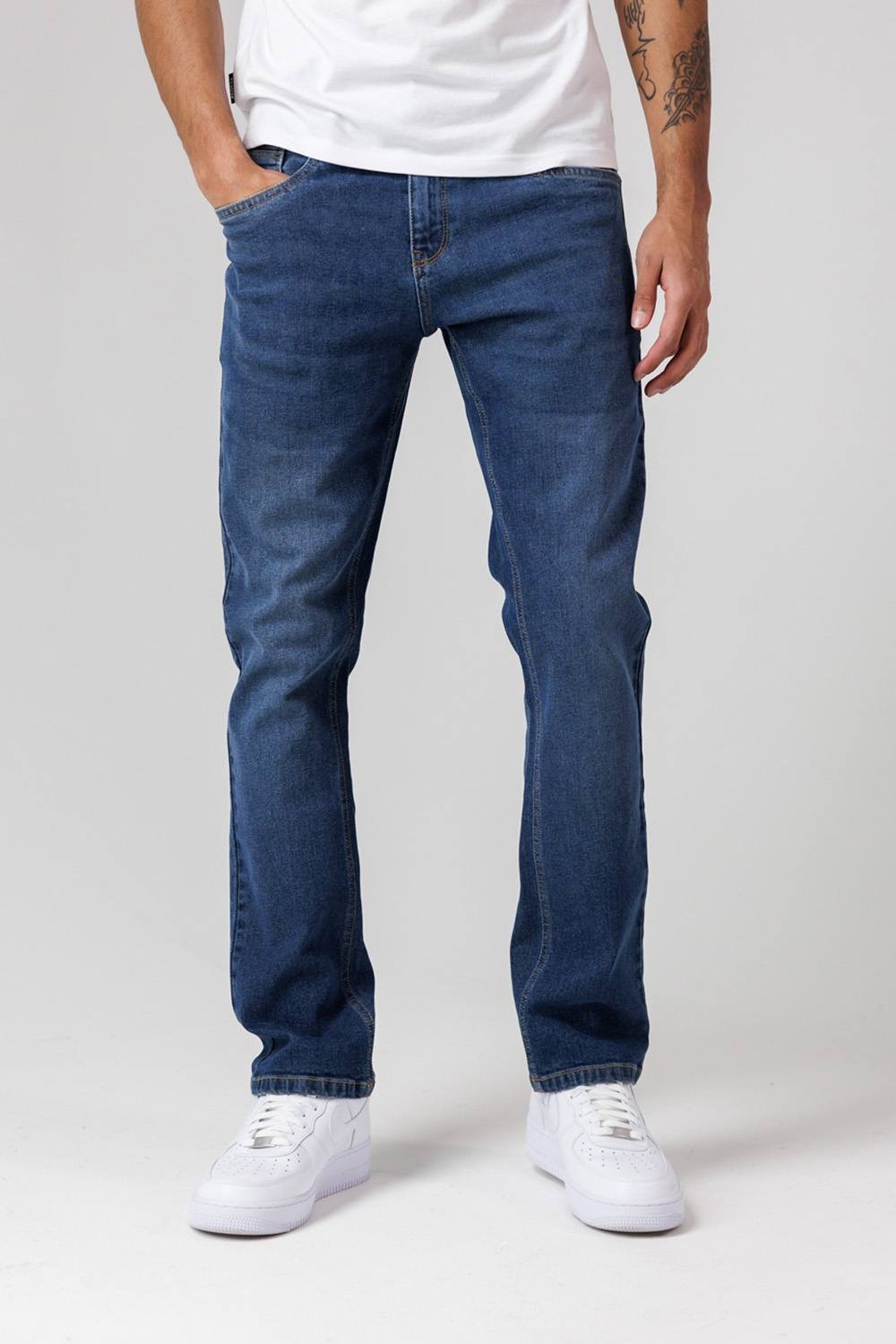 Firetrap Firetrap Men's Straight Leg Cotton Rich Jeans in Mid Navy - 2