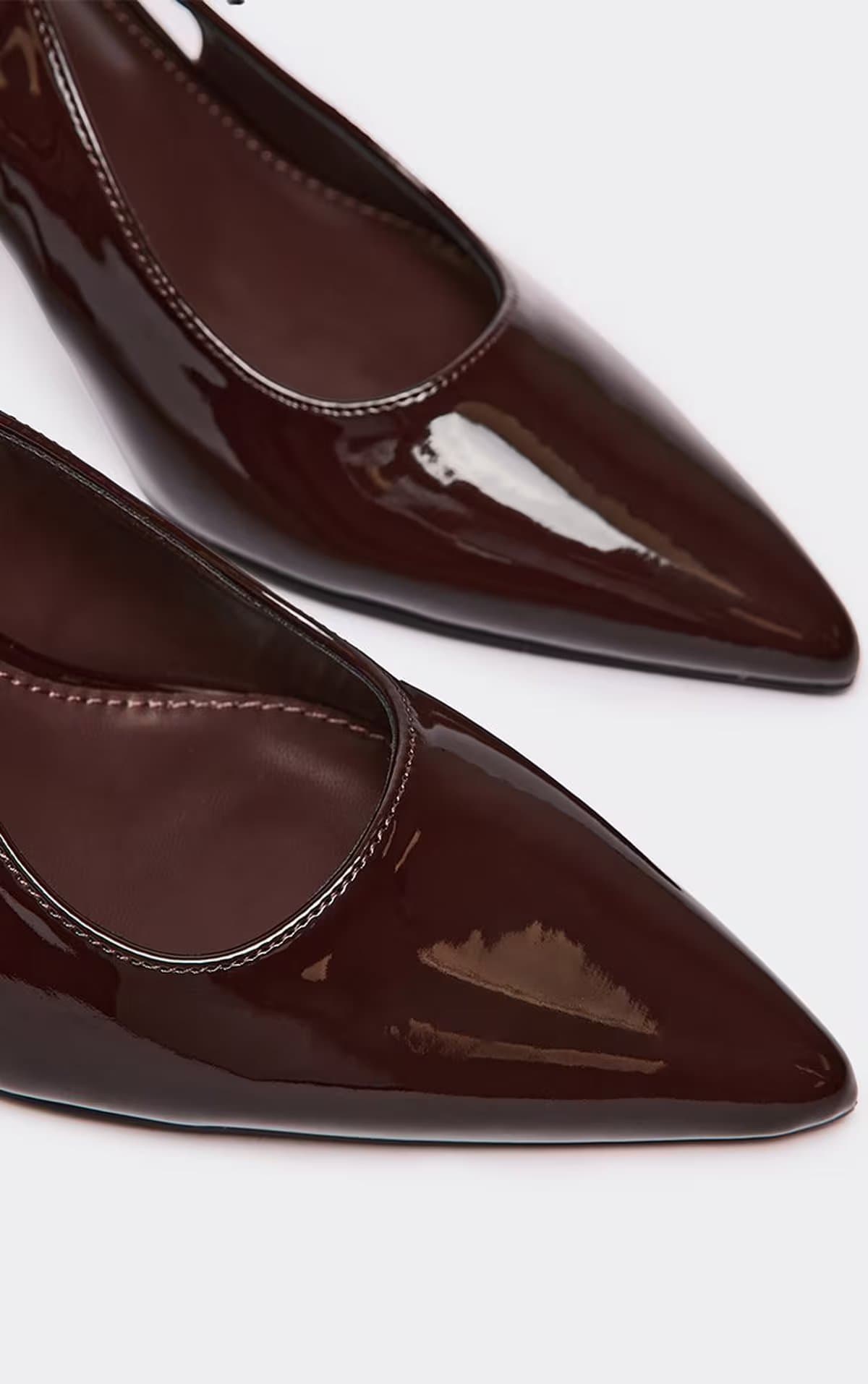 EGO Eydan Pointed Toe Slingback Court Heel In Brown Patent, Women's Size UK 6
