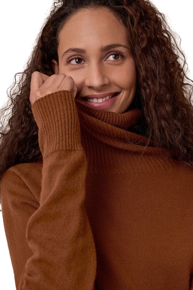 Celtic & Co Celtic & Co Women's Supersoft Slouchy Turtle Neck Sweater in Walnut - 3