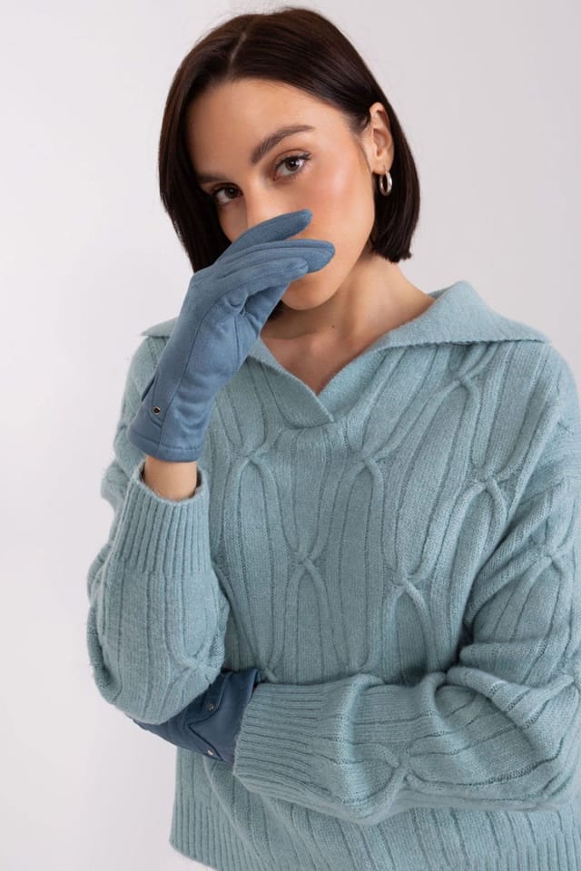 Love Lace Love Lace Women's Elegant Touchscreen Gloves with Embroidered Flower Thumb & Index in Blue - 3