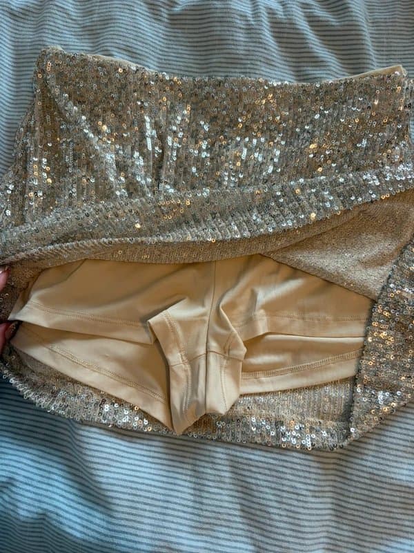 Bershka Bershka gold sequin mini skirt medium