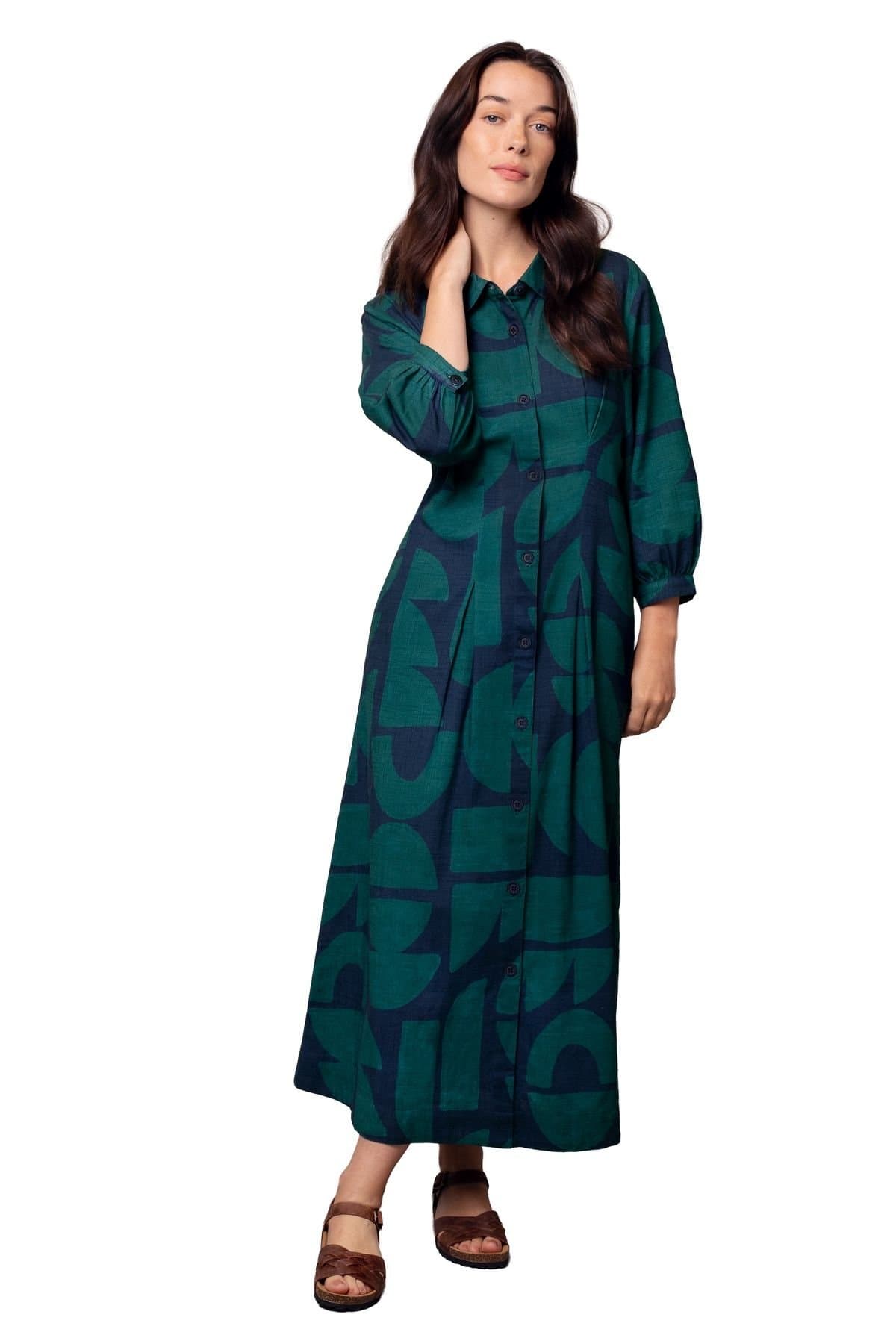 Celtic & Co Celtic & Co Women's Pleat Detail Shirt Dress in Mid Navy