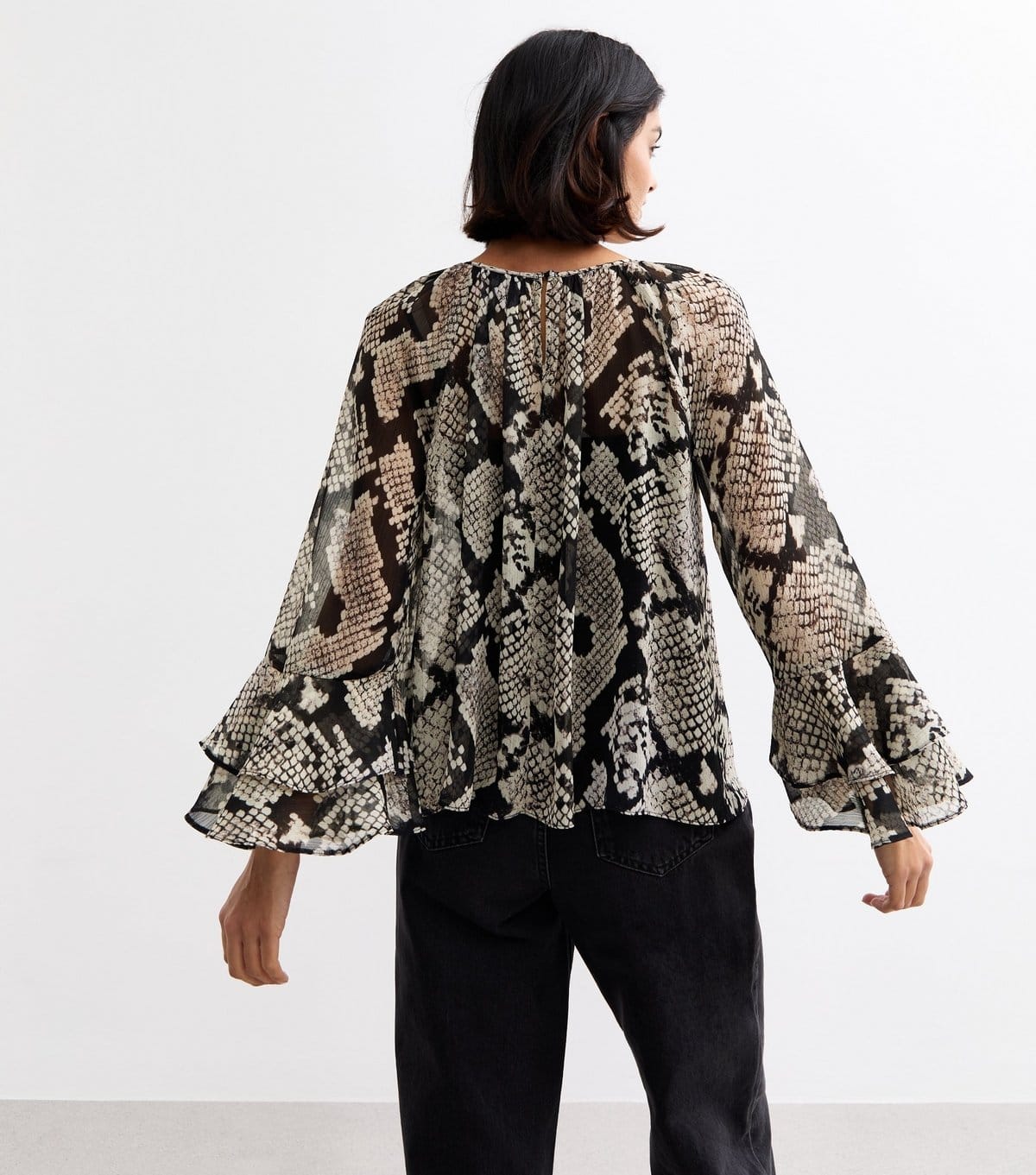 New Look Women's Brown Snake Print Chiffon Top New Look - 4