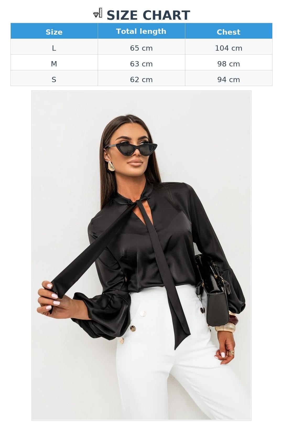 Love Lace Love Lace Women's La Balancia Vivienne Long Sleeve Satin Shirt in Black - 4