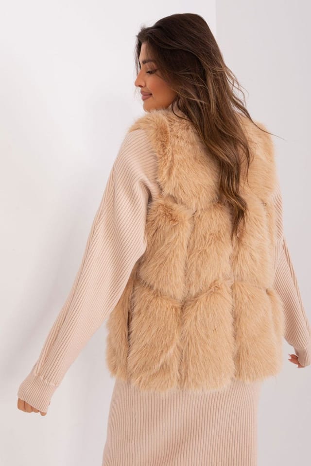 Love Lace Love Lace Women's Soft Lined Faux Fur Vest with Slip Pockets in Brown - 3