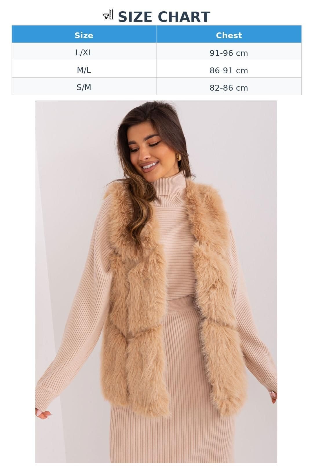 Love Lace Love Lace Women's Soft Lined Faux Fur Vest with Slip Pockets in Brown - 4