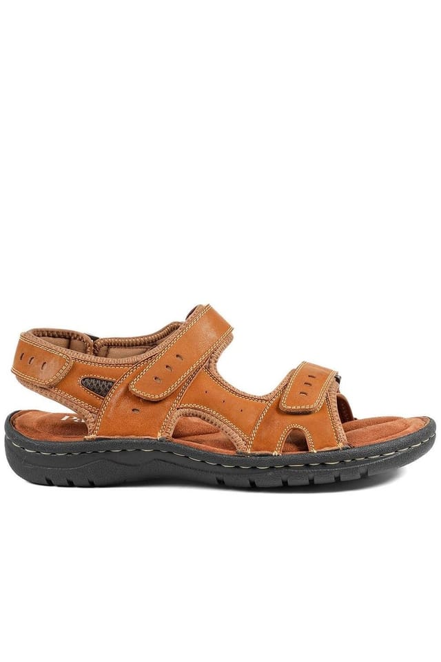 Pavers Pavers Men's Leather Dual Fit Sandals in Tan - 2