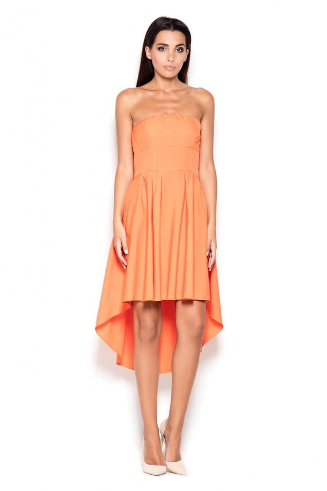 Love Lace Love Lace Women's Asymmetrical Strapless Dress with Elastic in Orange