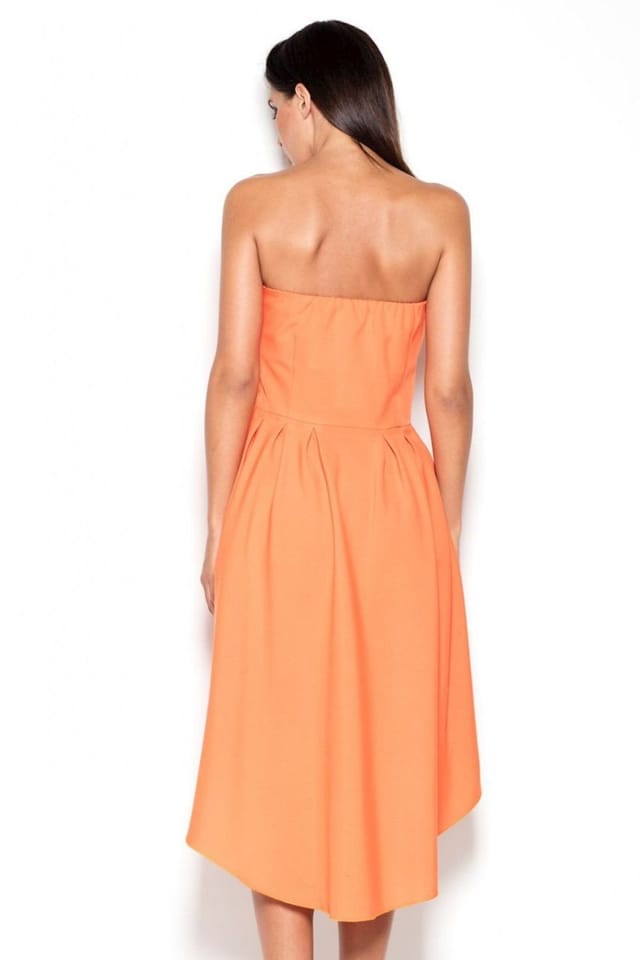 Love Lace Love Lace Women's Asymmetrical Strapless Dress with Elastic in Orange - 2