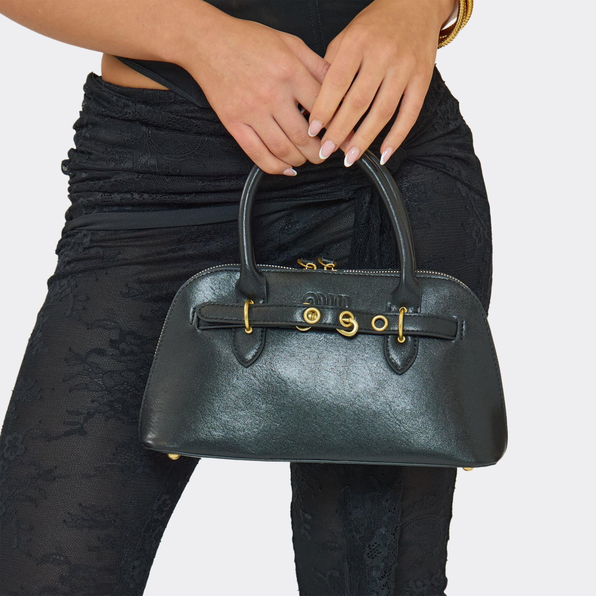 EGO Cooper Logo Detail Tote Bag In Black Faux Leather, Women's Size UK 0