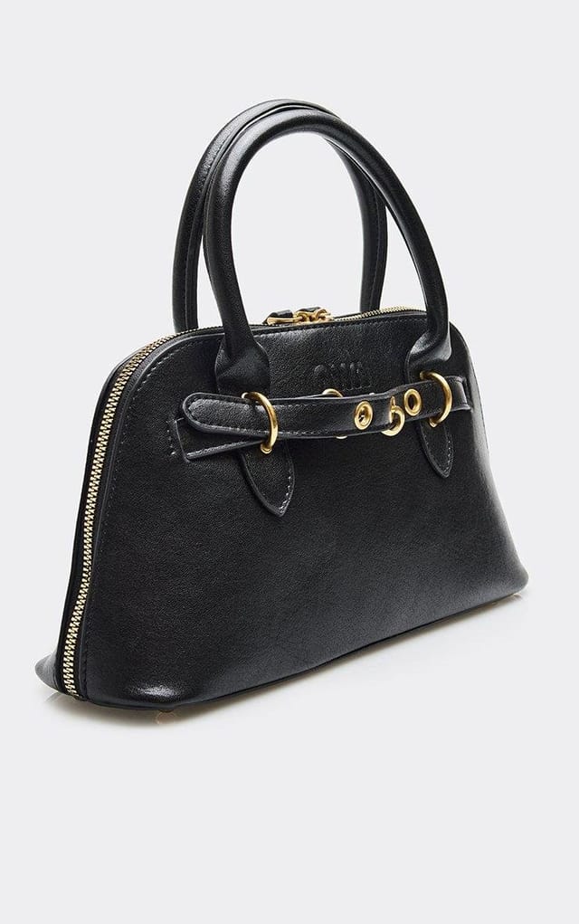 EGO Cooper Logo Detail Tote Bag In Black Faux Leather, Women's Size UK 0 - 2