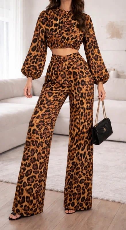 ASOS ASOS Premium Leopard Print Co-Ord | High Waisted Wide Leg Set | UK 8-10 | NWOT