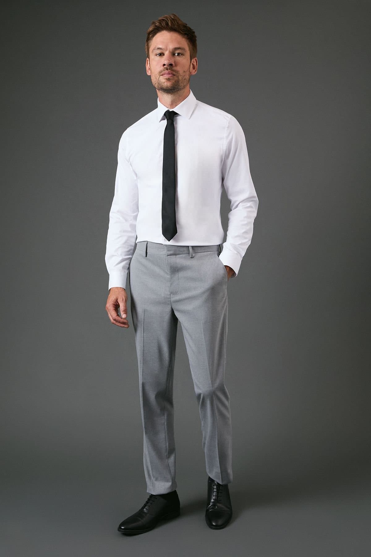 Burton Burton Men's Light Grey Slim Fit Essential Suit Trousers