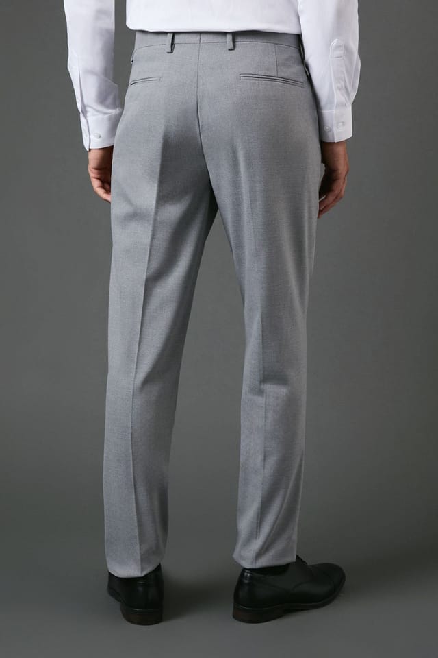 Burton Burton Men's Light Grey Slim Fit Essential Suit Trousers - 3