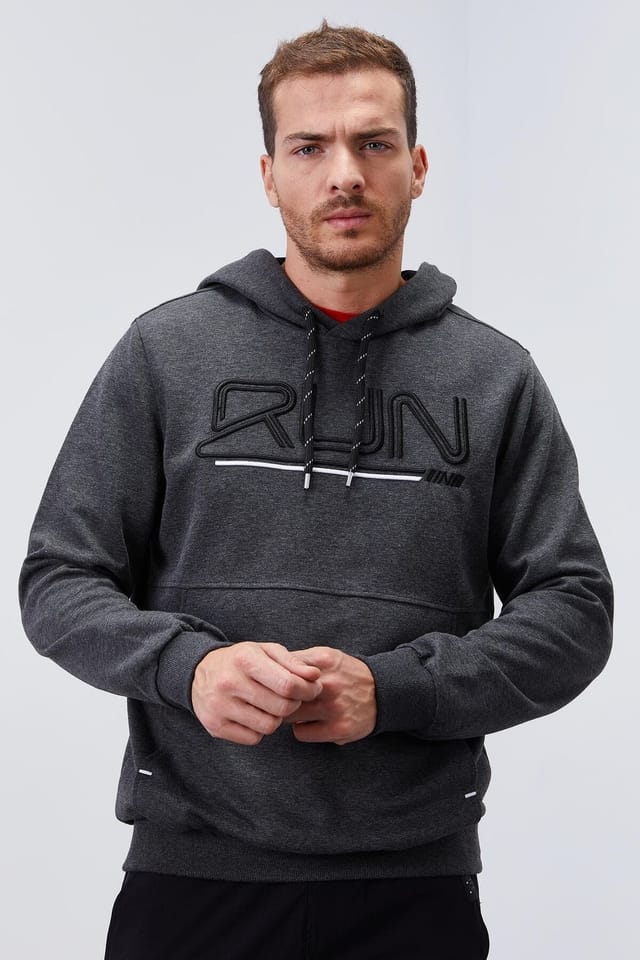 Tommy Life Tommy Life Men's Logo Printed Hooded Sweatshirt in Charcoal - 3