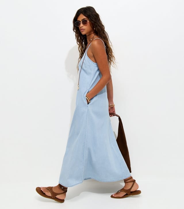 New Look Women's Light Blue Denim Midaxi Dress New Look - 2