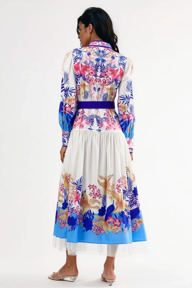 MSN Collection MSN Collection Women's Floral Maxi Dress with Belt - 3