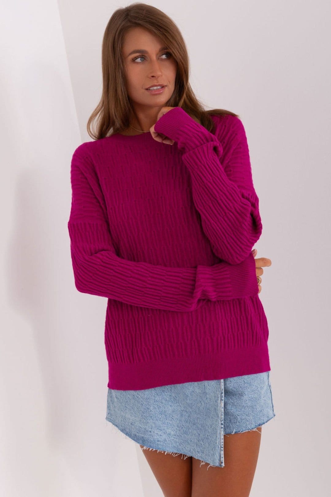 Love Lace Violet Variegated Round Neck Sweater