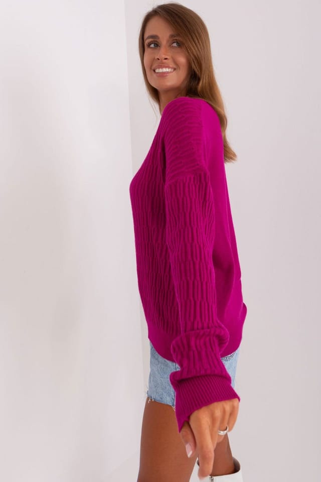 Love Lace Love Lace Women's Variegated Round Neck Long Sleeve Sweater Style 185721 in Violet - 2