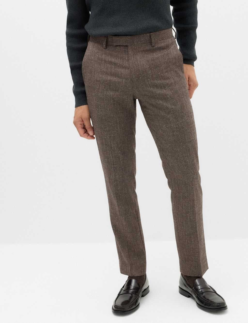 Marks & Spencer M&S Tailored Fit Textured Suit Trouser Brown