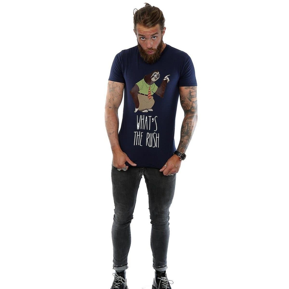 Zootropolis Zootropolis Men's What´s The Rush Cotton T-Shirt in Navy