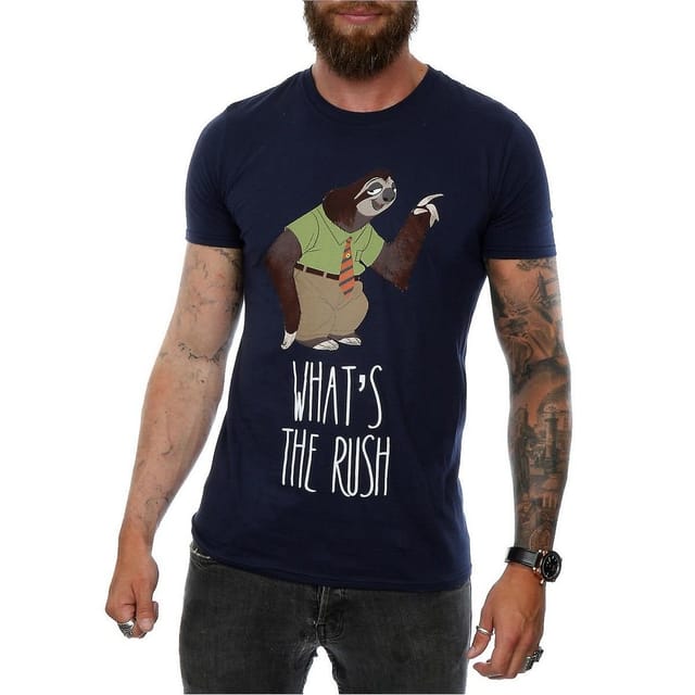 Zootropolis Zootropolis Men's What´s The Rush Cotton T-Shirt in Navy - 2