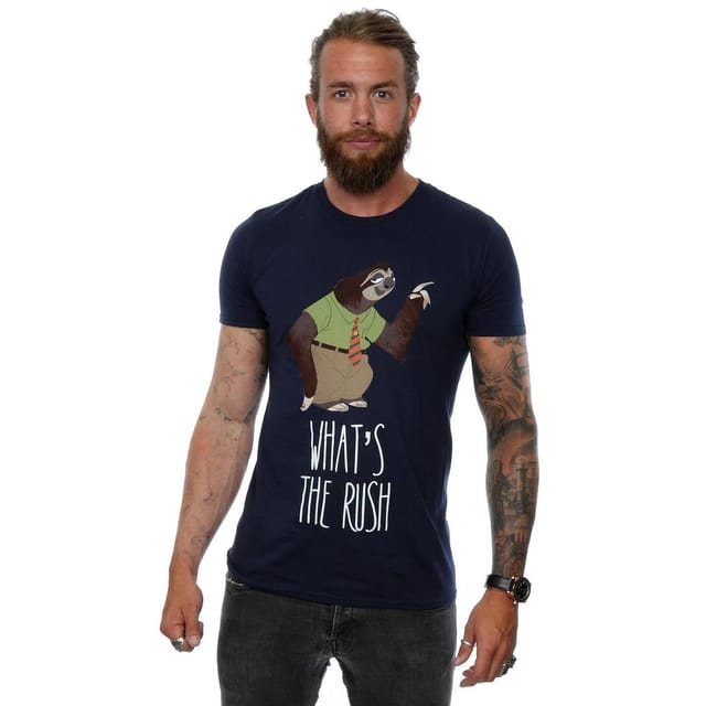 Zootropolis Zootropolis Men's What´s The Rush Cotton T-Shirt in Navy - 3