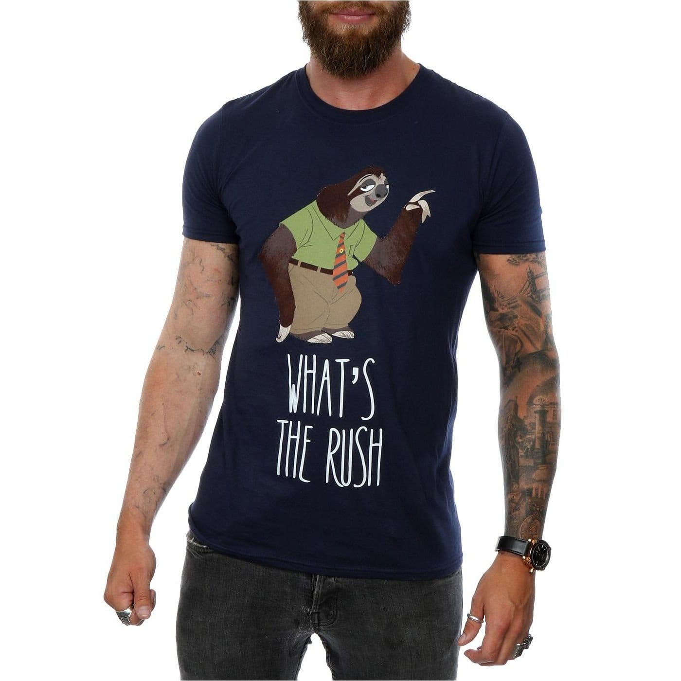 Zootropolis Zootropolis Men's What´s The Rush Cotton T-Shirt in Navy - 4
