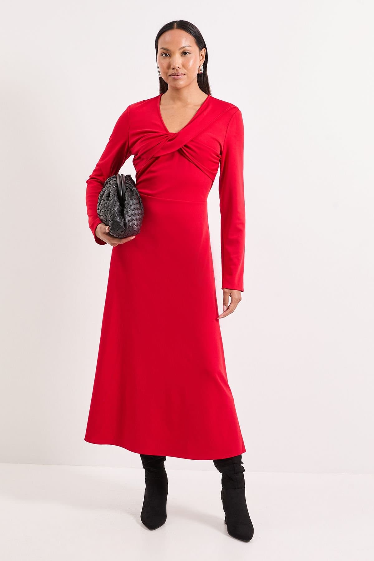 Principles Principles Women's Ponte Twist Maxi Dress in Red