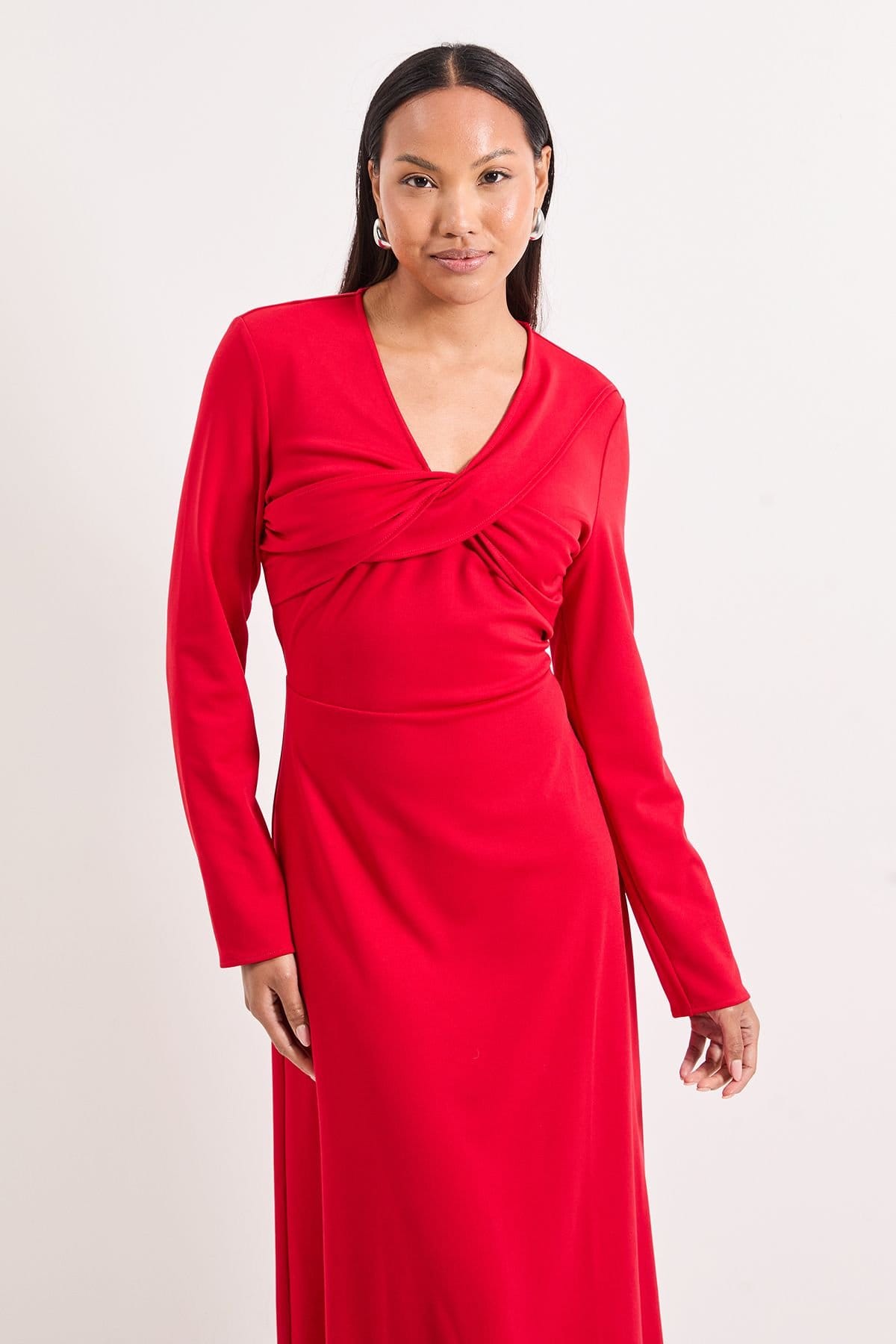 Principles Principles Women's Ponte Twist Maxi Dress in Red - 4